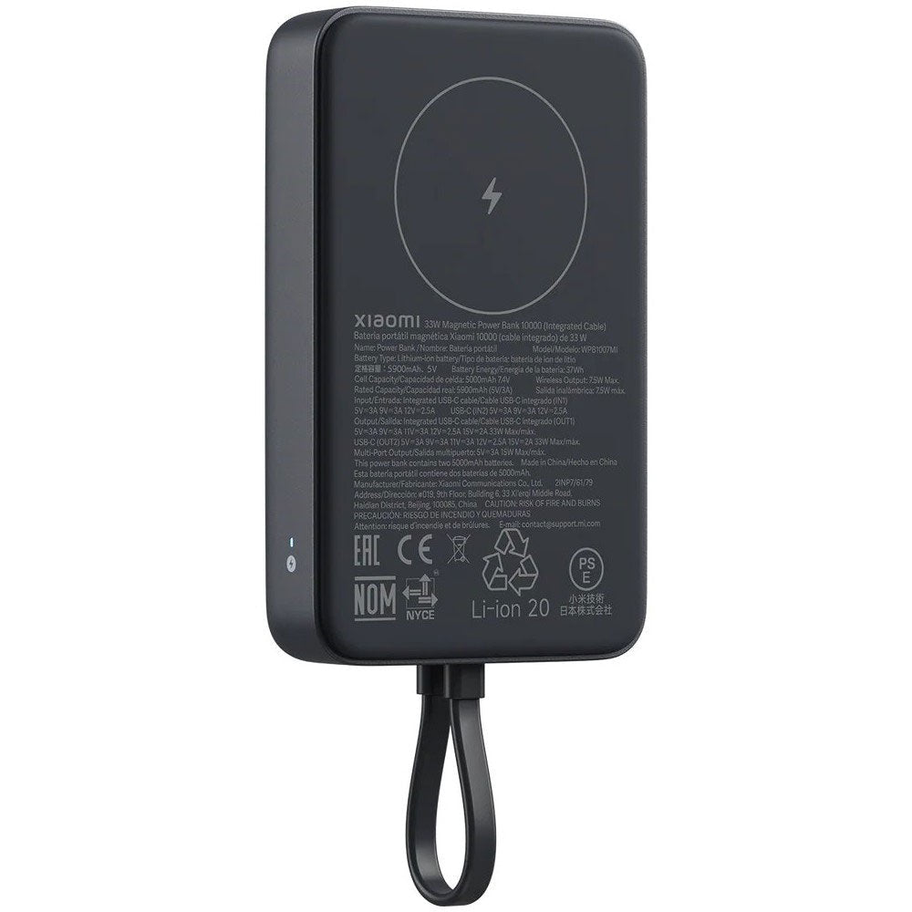 Mi 10000 mAh Magnetic Power Bank with Integrated Type C Cable 33W