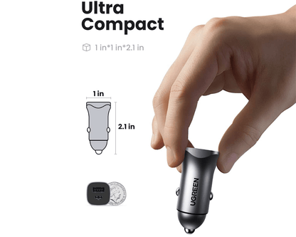 UGREEN 20W USB C Car Charger PD QC3.0 Dual Ports 30780